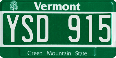 VT license plate YSD915
