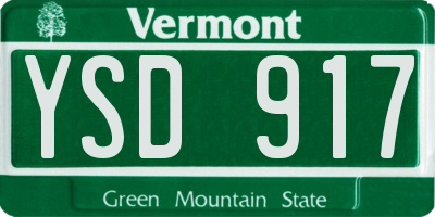 VT license plate YSD917