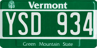 VT license plate YSD934