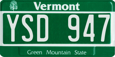 VT license plate YSD947
