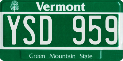 VT license plate YSD959