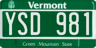 VT license plate YSD981
