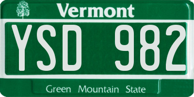 VT license plate YSD982