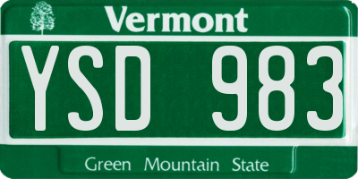 VT license plate YSD983
