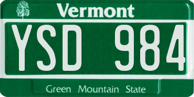 VT license plate YSD984