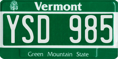 VT license plate YSD985