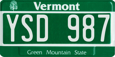 VT license plate YSD987