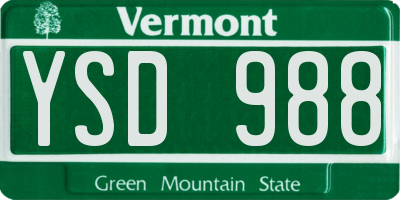 VT license plate YSD988