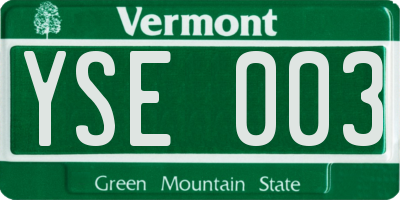 VT license plate YSE003