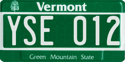 VT license plate YSE012