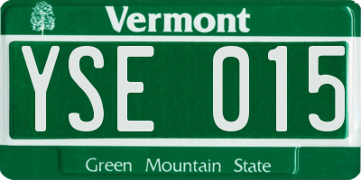 VT license plate YSE015