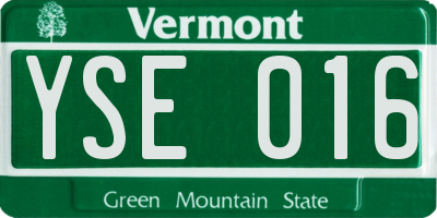 VT license plate YSE016