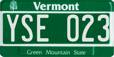 VT license plate YSE023