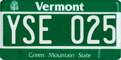 VT license plate YSE025