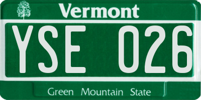 VT license plate YSE026