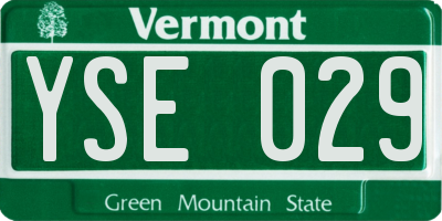 VT license plate YSE029