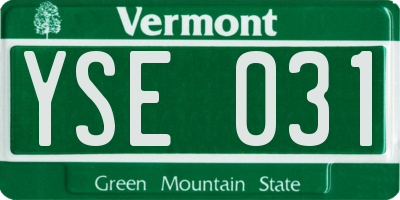 VT license plate YSE031