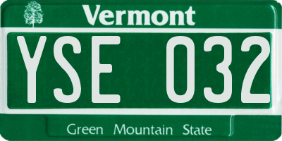 VT license plate YSE032