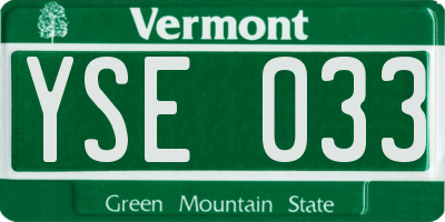 VT license plate YSE033