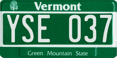 VT license plate YSE037