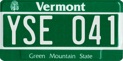 VT license plate YSE041