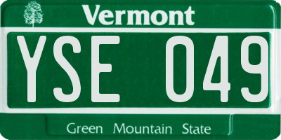 VT license plate YSE049