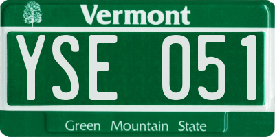 VT license plate YSE051