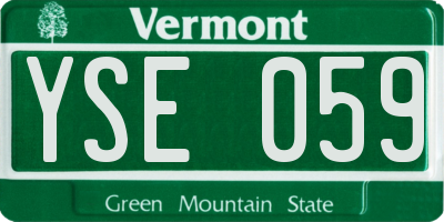 VT license plate YSE059