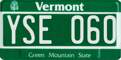 VT license plate YSE060