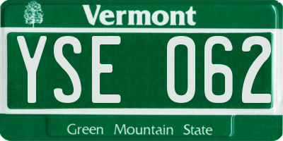 VT license plate YSE062