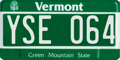 VT license plate YSE064