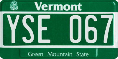 VT license plate YSE067