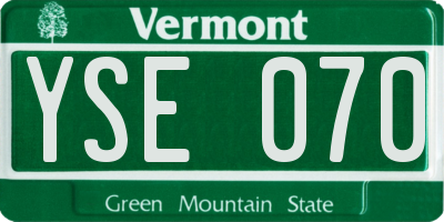 VT license plate YSE070