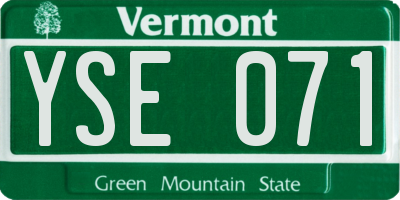 VT license plate YSE071