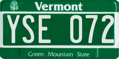 VT license plate YSE072