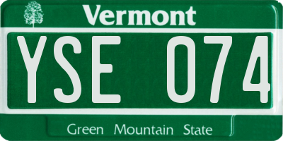 VT license plate YSE074
