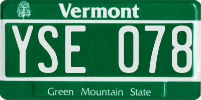 VT license plate YSE078