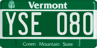VT license plate YSE080