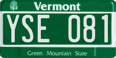 VT license plate YSE081