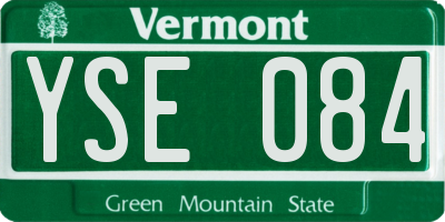 VT license plate YSE084