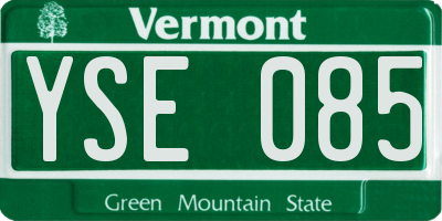 VT license plate YSE085