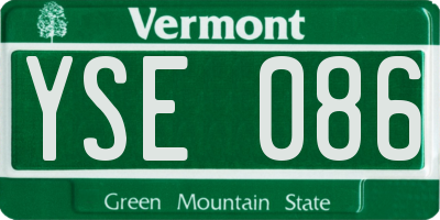 VT license plate YSE086