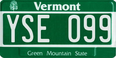 VT license plate YSE099