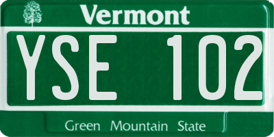 VT license plate YSE102