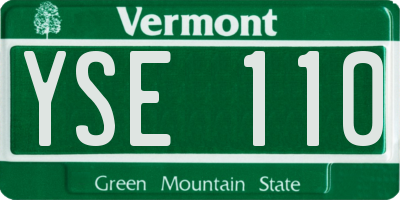 VT license plate YSE110