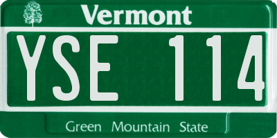 VT license plate YSE114
