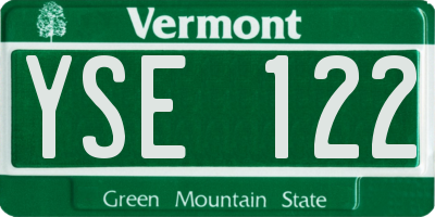VT license plate YSE122