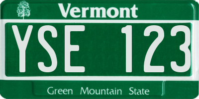 VT license plate YSE123