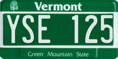 VT license plate YSE125
