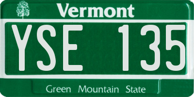 VT license plate YSE135